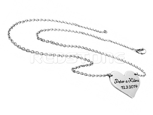 Náhrdelník z chirurgické oceli se srdíčkem a gravírováním